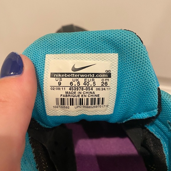 NIKE Track & Field JANA STR WFLE Black Purple Teal Running Shoes - Picture 6 of 7